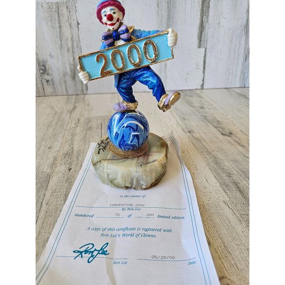 Ron Lee blue convention 2000 clown marble sign vintage...
